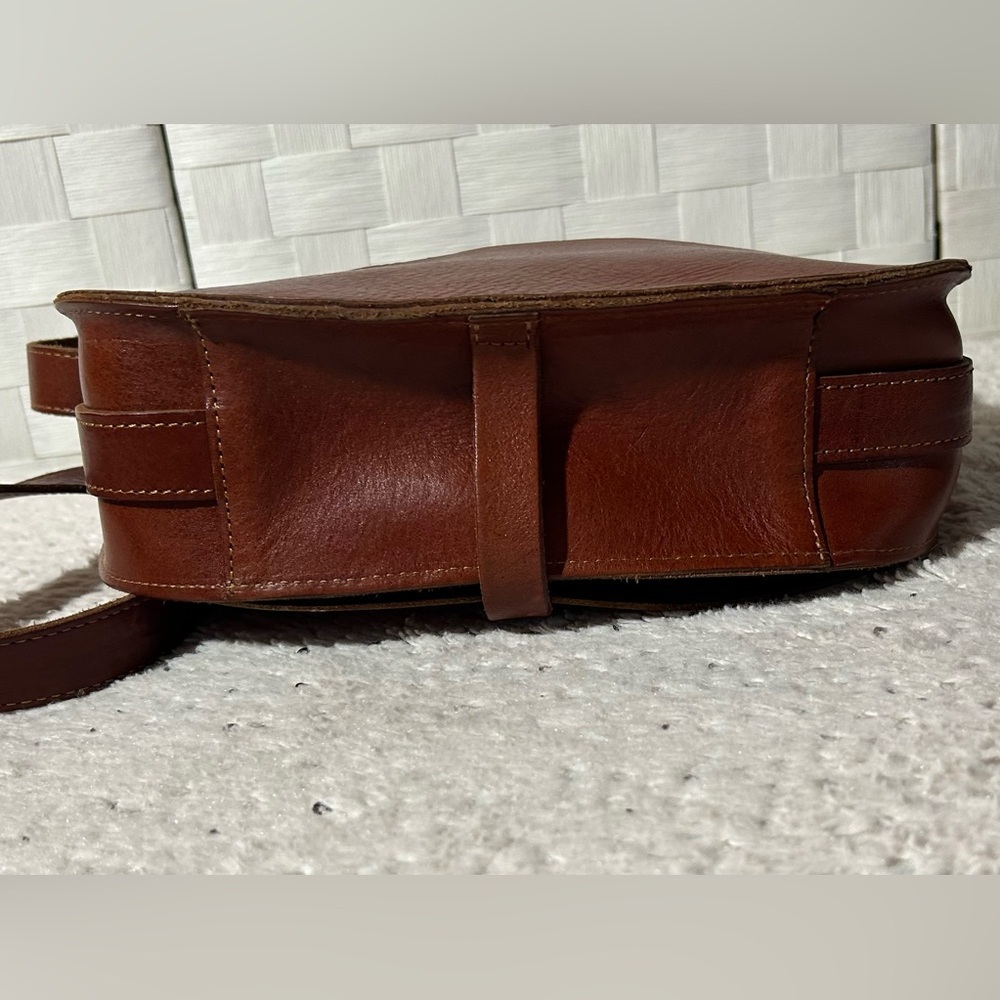 Vintage Lucky Brand Brown Leather Crossbody Saddle Bag - Picture 9 of 12